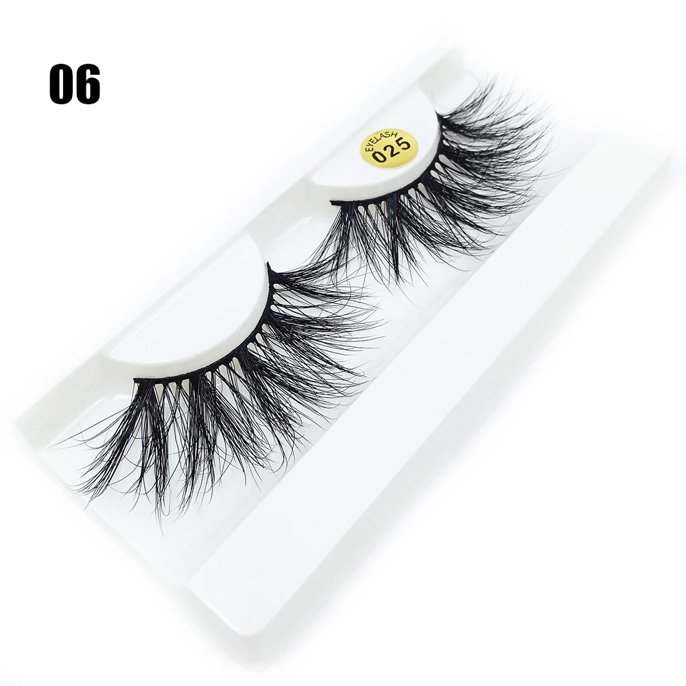 06 Новая мода 1 пара 25 мм Lashes100% 3D норковые накладные ресницы толстые длинные ресницы пушистые Накладные ресницы ручной работы - Цвет: 06