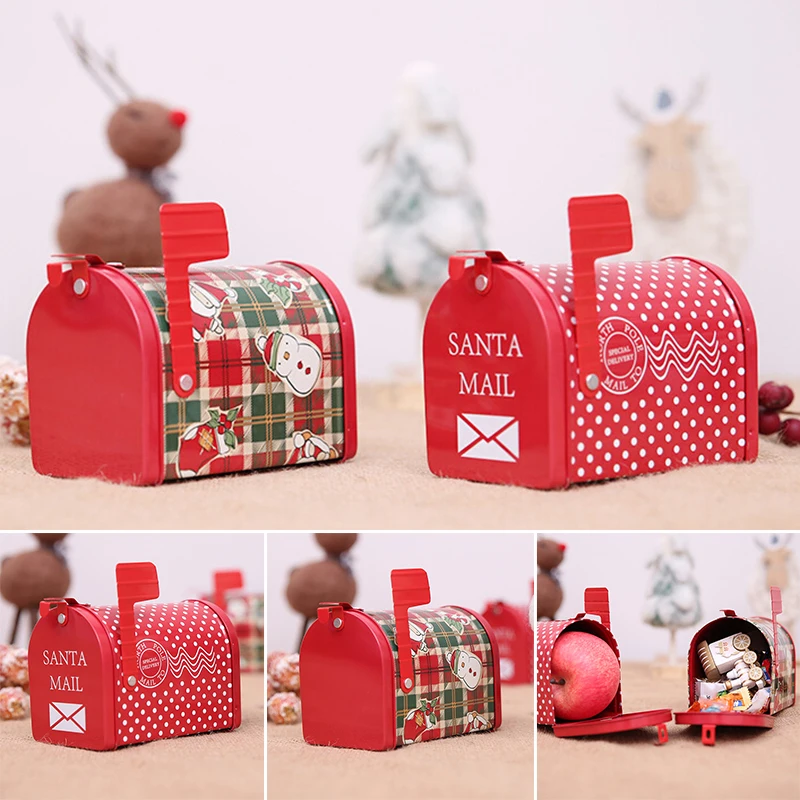 

Christmas Mailboxes Iron Cans gift candy box storage holder Children Gifts Cartoon Candy Boxes navidad 2020