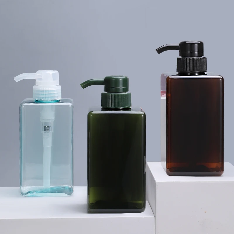 

450ML Square Bottle With Pump Bathroom Refillable Bottle Shower Gel Shampoo Press Storage Bottles Soap Liquid Dispenser 1Pcs