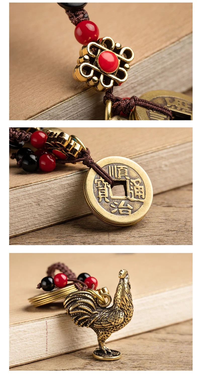 brass chicken keychain pendants (13)