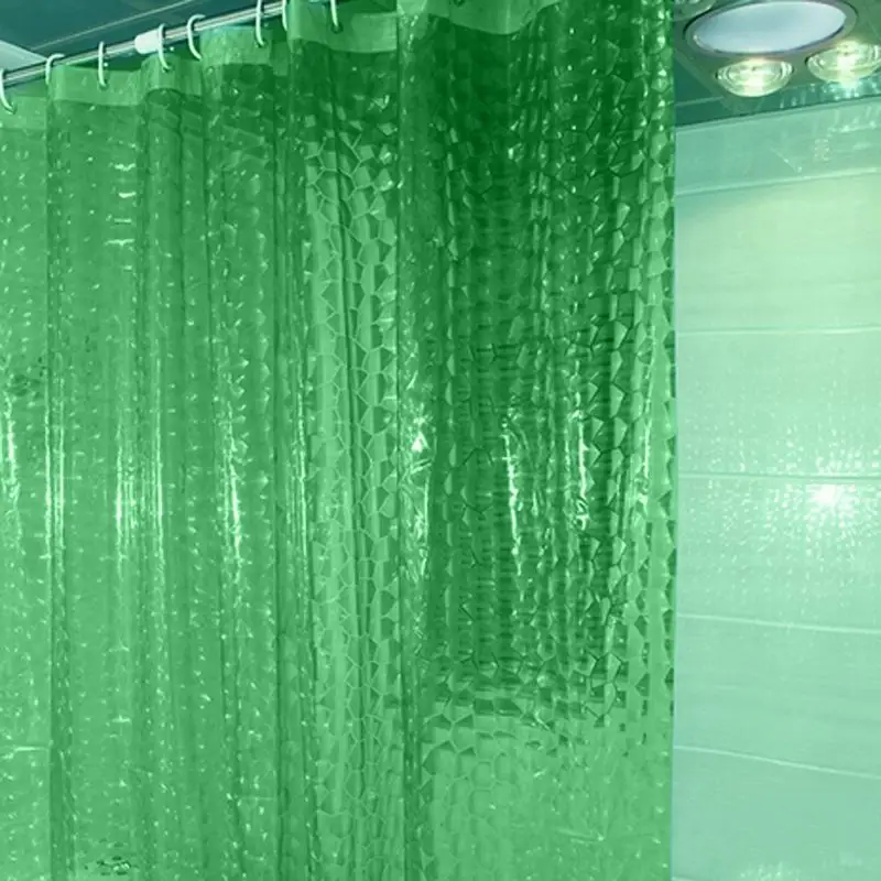 3D Wave Shower Curtain 1.8/2 Meter EVA Translucent Shower Curtains Bathroom Curtain Moldproof Waterproof Bathroom Curtain - Цвет: Зеленый