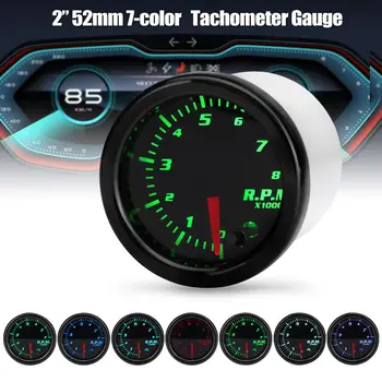 

2 Inch 52mm 12V Car Tachometer RPM 7 Color LED Digital Display 0-8000 RPM Universal Car Tach Meter