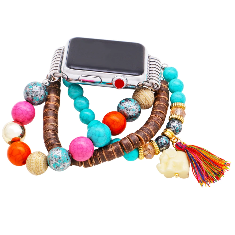 Lureen Bohemian Apple Watch Strap 38mm 44mm 5/4/3 For Women Handmade Tassle Elephant Wings Apple Watchbands Bracelet Wristband