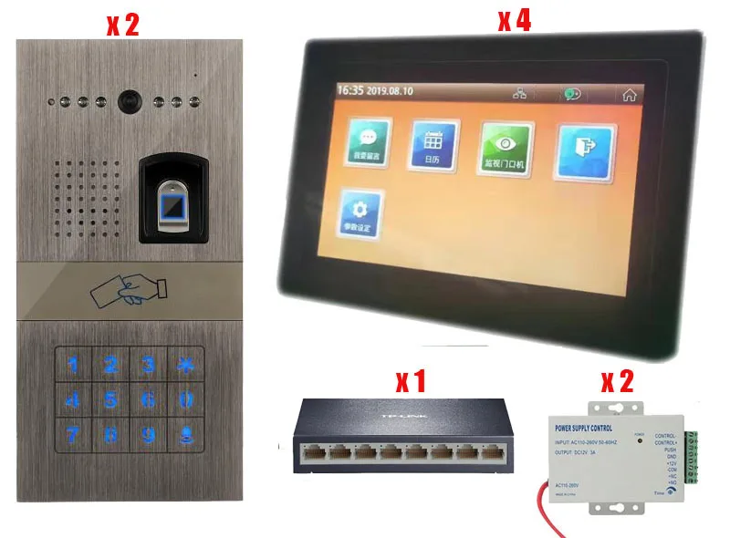 4Bmonitor 2cameras Проводной TCP/IP " видео телефон двери дверной звонок видео домофон система входа+ ИК RFID отпечатков пальцев клавиатура Камера 2V4 - Цвет: 4Bmonitor 2cameras