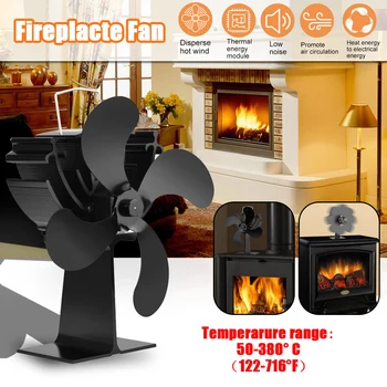 

4 Blade Heating Furnace Fan Quiet Fireplace Fan Heat Powered Wood Burner Eco Fan Home Efficient Heat Distribution Stove Fan