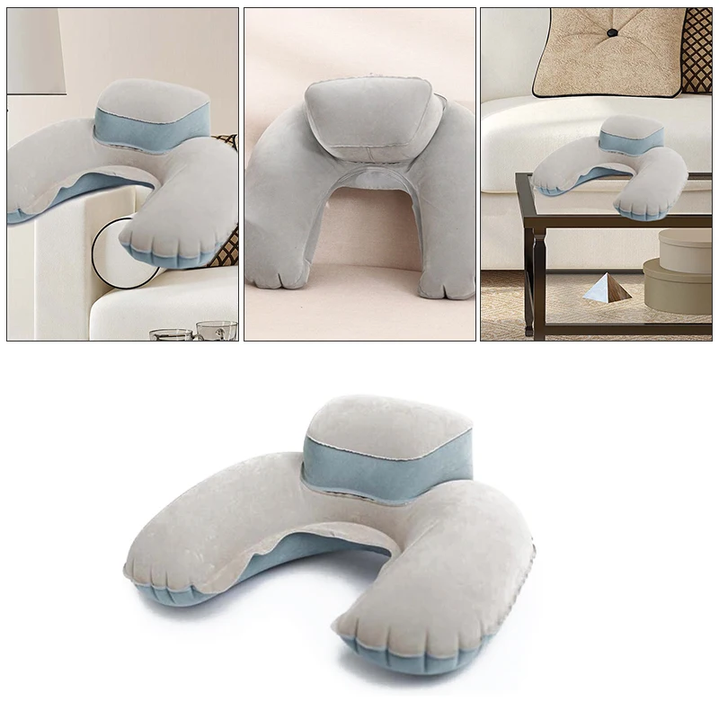 New Inflatable Comfortable Outdoor Travel Pillow Air Cushion Neck Rest U-Shaped Compact Plane Flight Office Practical Essential | Дом и сад