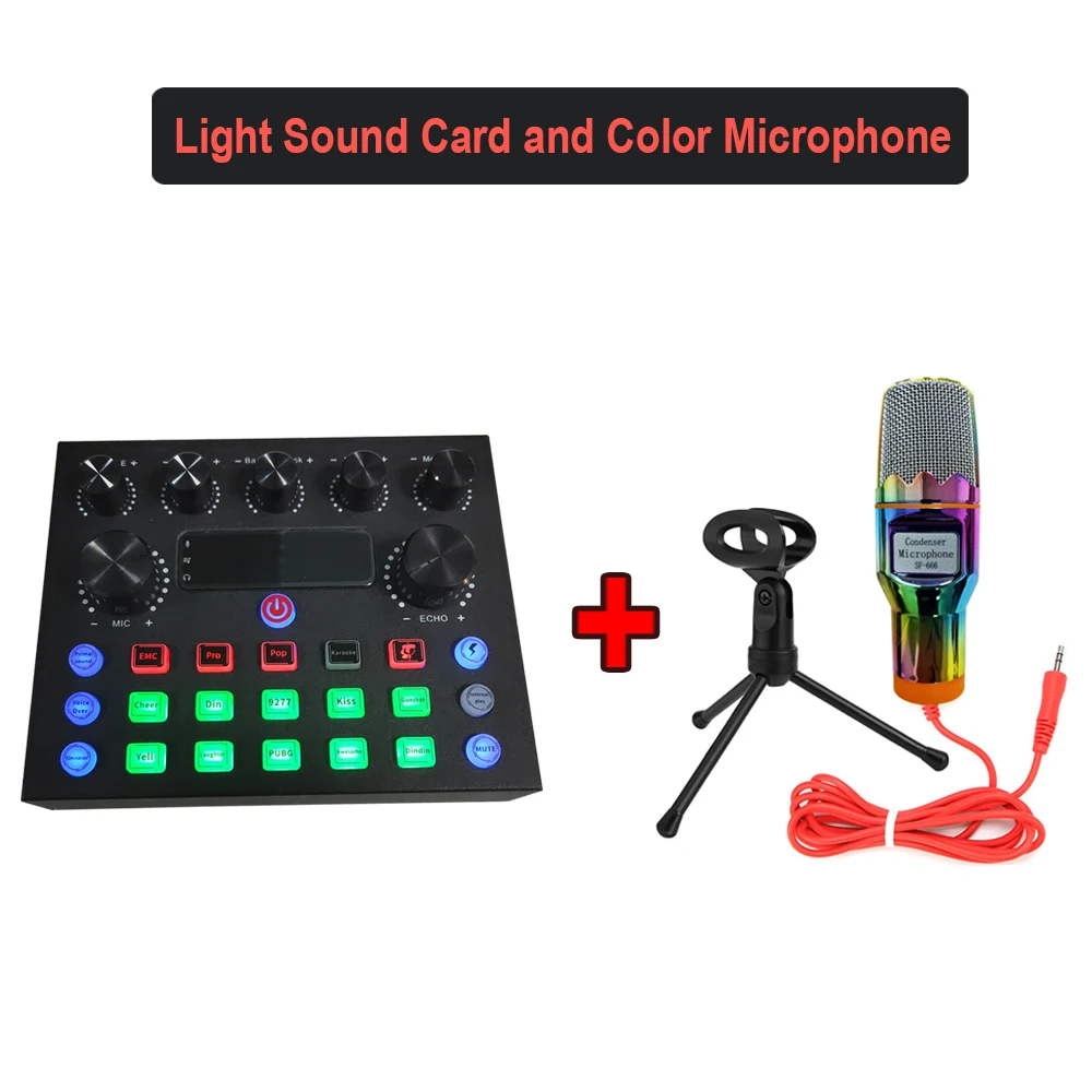 Live Sound Card Sound Mixer Board for Phone Computer Live Streaming Voice Changer Recording Music External Multiple Sound Effect 