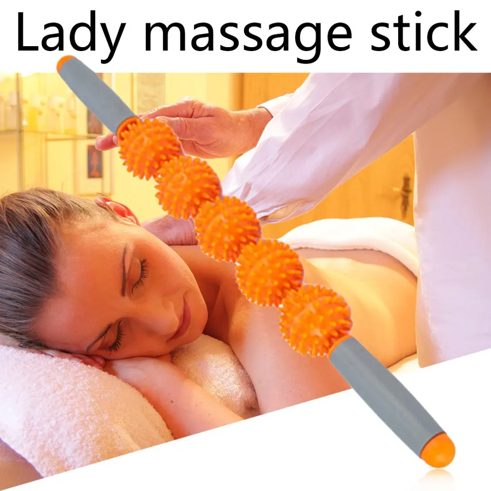 5 Ball Ladies Massage Stick Muscle Relaxation Yoga Fascia Stick Hedgehog Meridian Health Care Equipment 1 5 Ball Ladies Massage Stick Muscle Relaxation Yoga Fascia Stick Hedgehog Meridian Health Care Equipment 3