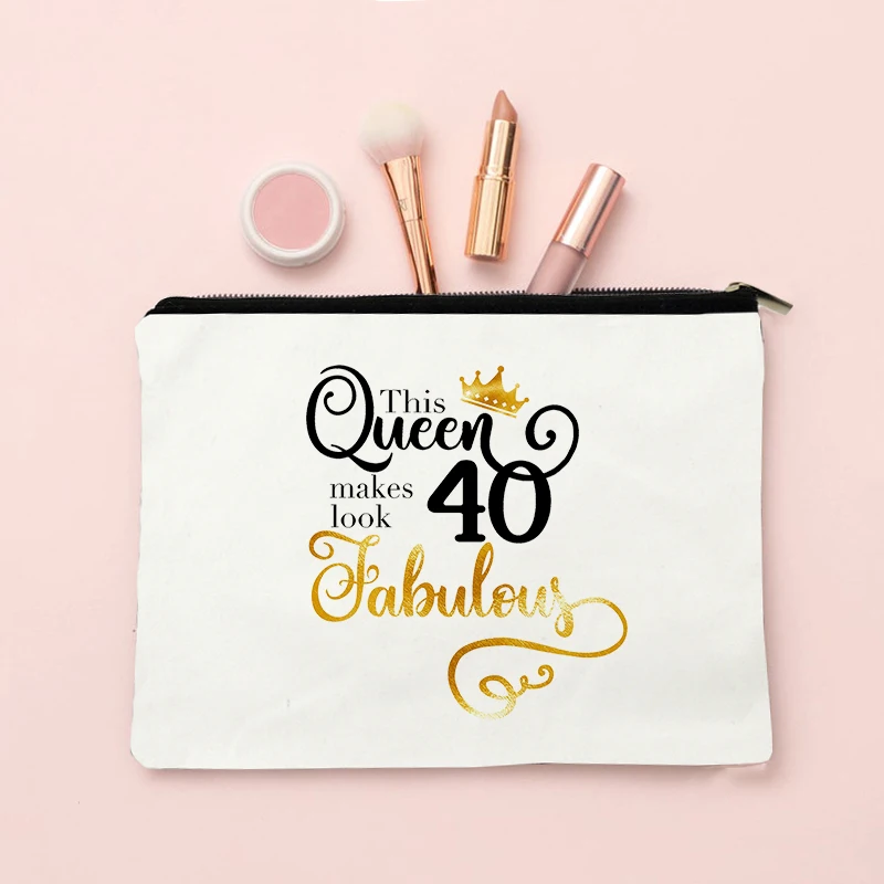 

This Queen Makes 40 Look Fabulous 40th Birthday Gifts for Women Wife Mother Makeup Bag Her Presents for Turning Forty & Fabulous