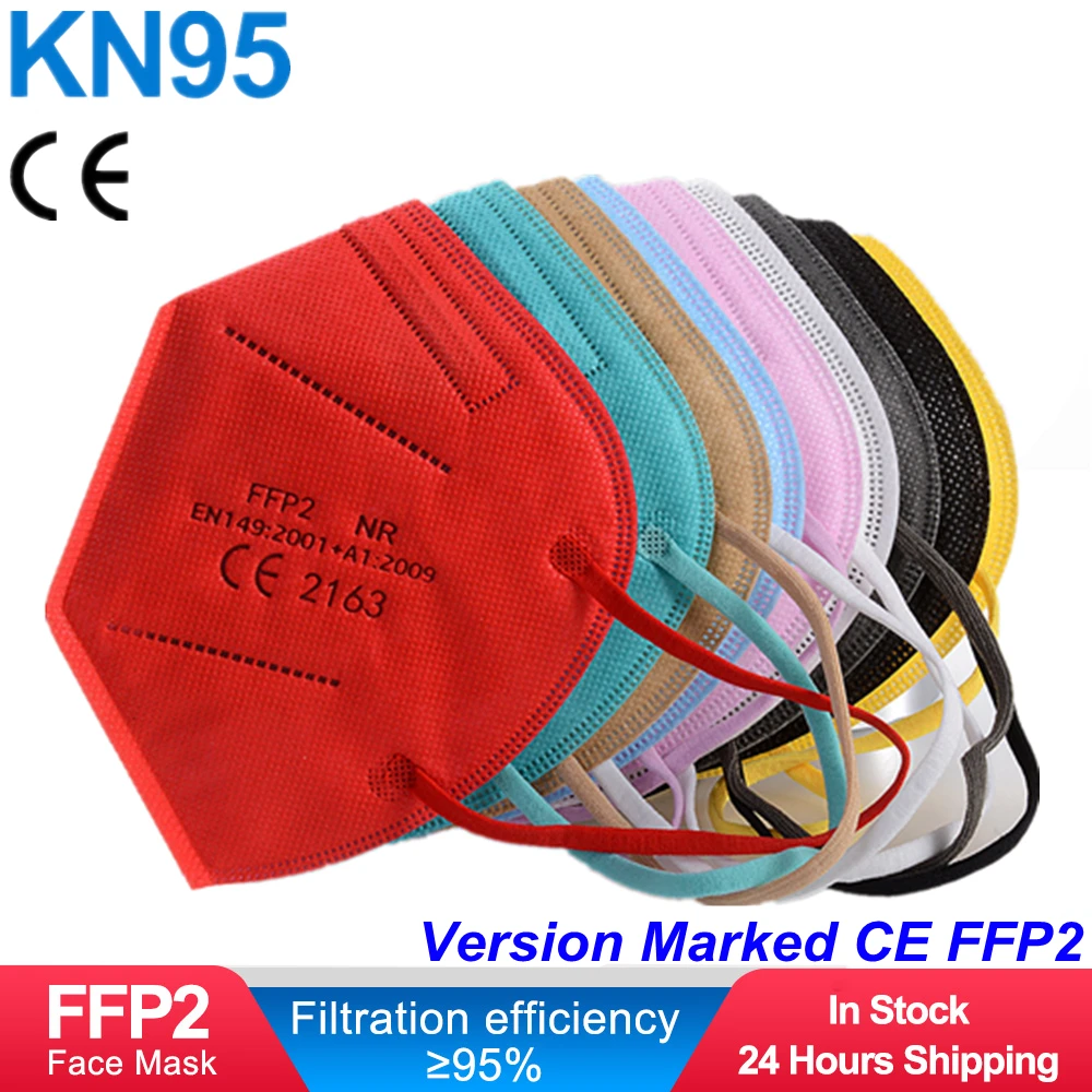 Mascarilla FFP2 KN95 para adultos, máscara respirador Facial con filtro KN95 fpp2, colorida, a prueba de polvo, color negro
