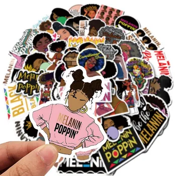 

50PCS Fashion Inspirational Melanin Poppin Black Girl Sticker For DIY Luggage Laptop Skateboard Motorcycle Decal Stickers