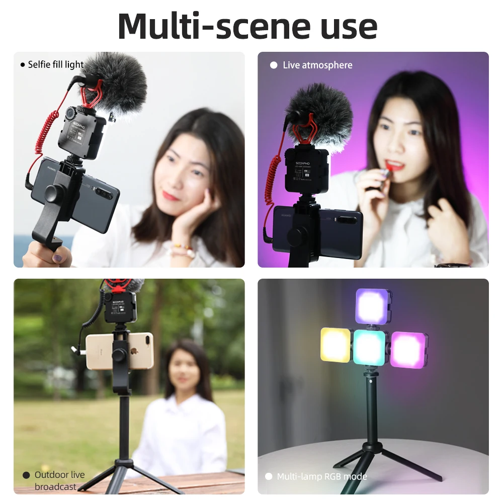 6W Mini RGB LED Video Light with Tripod 2700K-6500K On Camera Fill Light Photography Lighting For Tiktok Vlog Light lamp