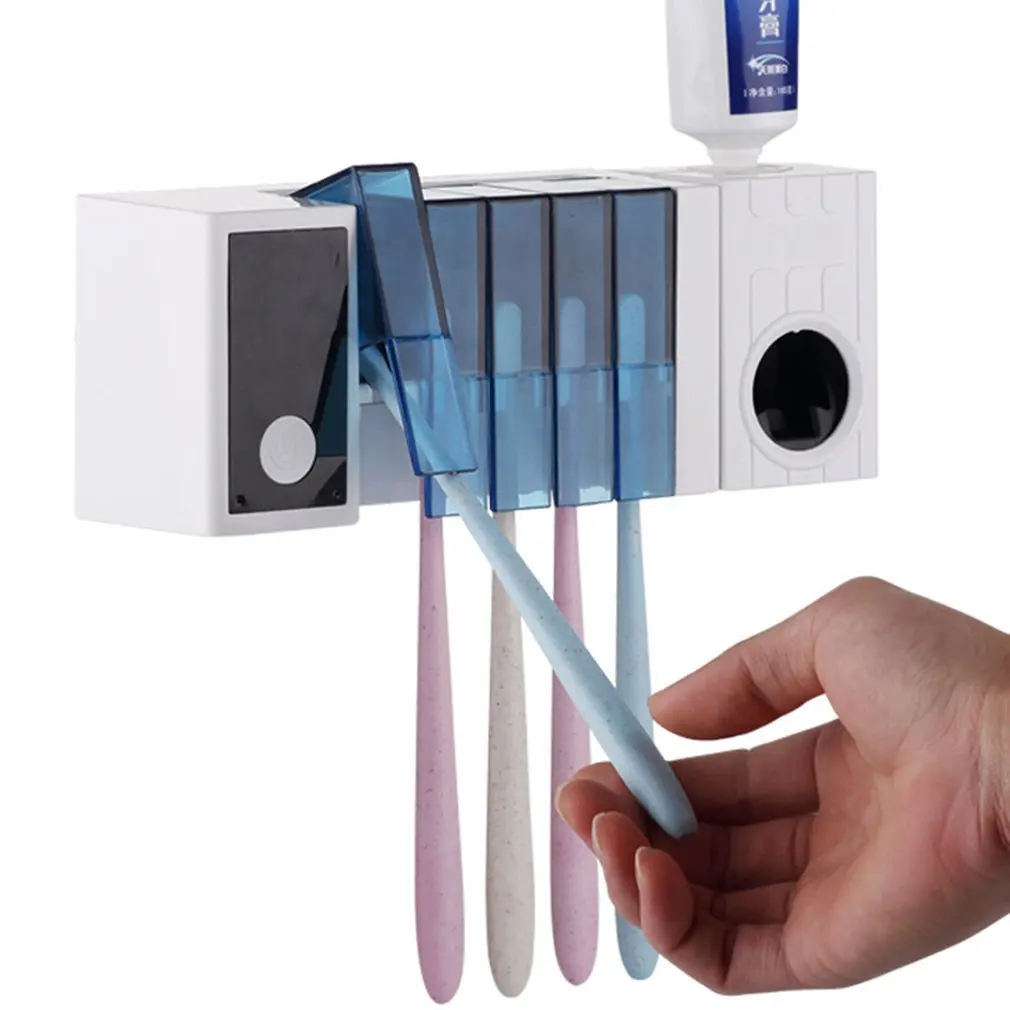 FreePunch настенный диспенсер для зубной пасты, очиститель зубных щеток, антибактериальный УФ-светильник для ванной комнаты