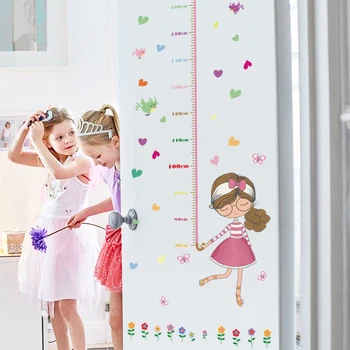 

Removable girl growth chart wall stickers for kids room adhesive baby bedroom height measurement wall decals