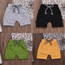 Новые повседневные штаны с карманами для маленьких мальчиков и девочек хлопковые шорты Пляжные штаны 819