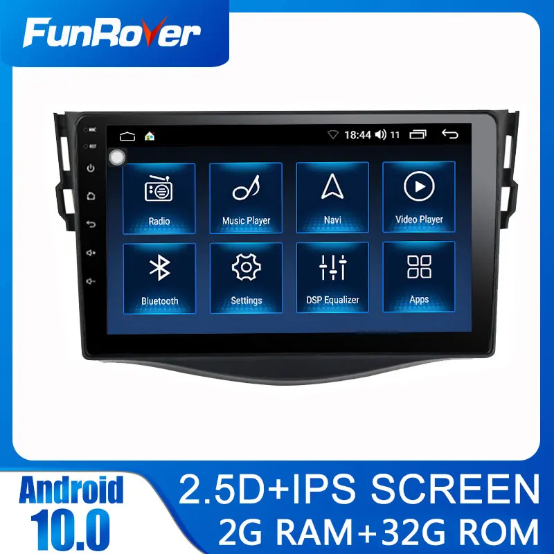 Funrover IPS 2.5D Android 10 0 автомобильный Радио плеер dvd для Toyota Rav 4 RAV4 2007 2011 gps навигация 2 din