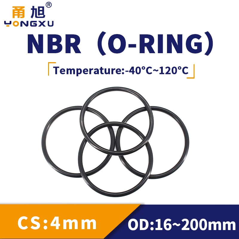 NBR O Ring Seal Gasket Thickness CS4mm OD12-200mm Wear Resistant Automobile Petrol Nitrile Rubber O-Ring Waterproof Black.-.