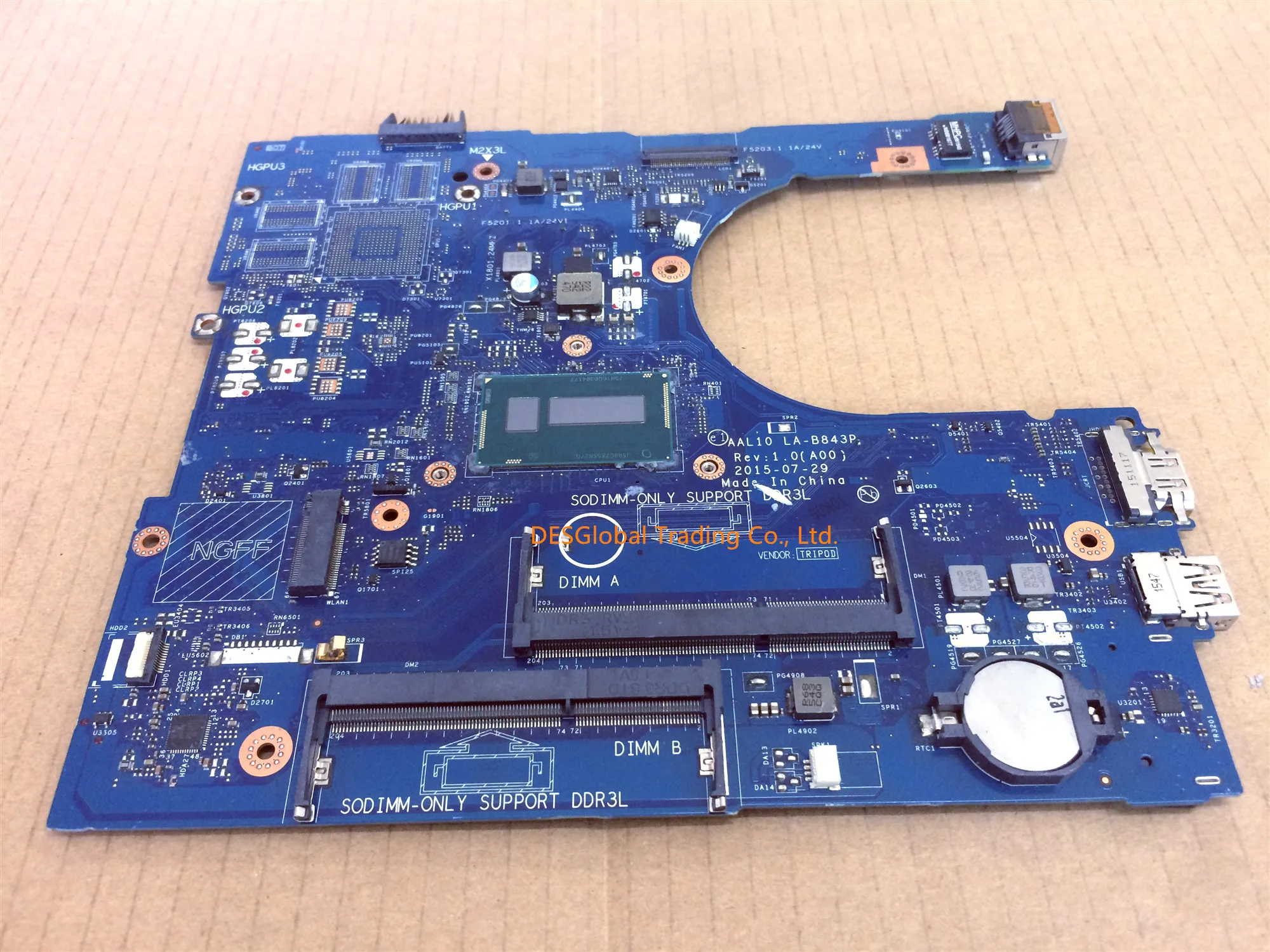 

For Dell Inspiron 15 5458 5558 5758 Laptop Motherboard AAL10 LA-B843P i3-5005U SR27G Mainboard Fully Tested Fast Shipping