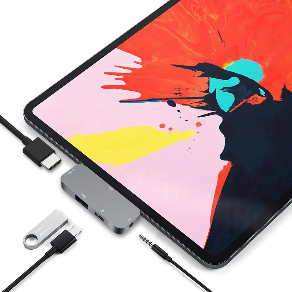 USB C концентратор Тип C адаптер USB C до 3,5 мм наушники 4K HDMI PD ключ для iPad Pro