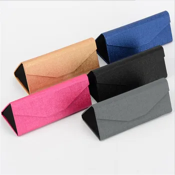 

New Hot 5 Color Wooden Nine Triangle Folding Glasses Case Oracle Leather Handmade Portable Sun Glasses Case Protective Organizer