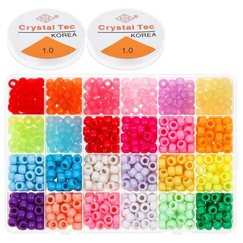 

Pony Beads, Multi-Colored 6X9mm Rainbow Pony Beads Bulk for Friendship Bracelet, Jewelry Making and Hair Braids