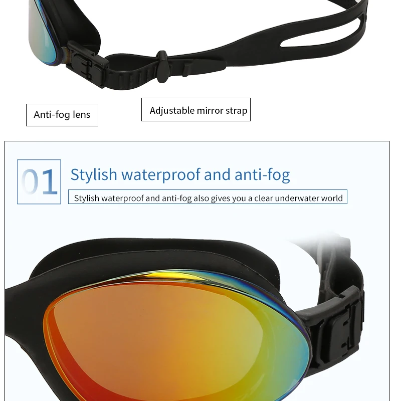 Профессиональные очки для плавания силиконовые линзы близорукость рецепт водонепроницаемый взрослых мужчин и женщин диоптрий оптические очки для плавания