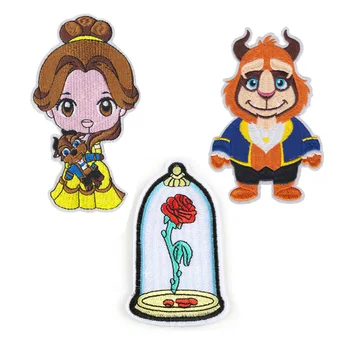 

Cute Beauty and The Beast Princess Belle Rose Patch for Clothes DIY T-shirt Sew On Patch Sticker Backpack Jacket Badge Applique