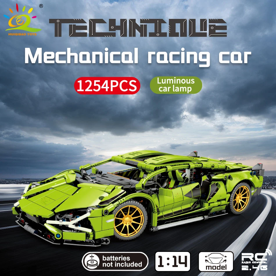 HUIQIBAO 1254 шт. гоночный автомобиль суперкар Скорость чемпионов DIY строительные