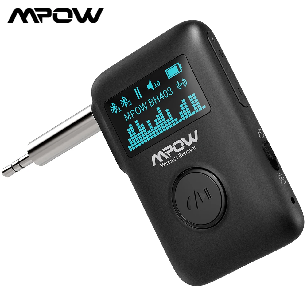 Mpow Bluetooth Wireless Receiver Aux Quick Charging Adapter w/  2 Built-in Mic 