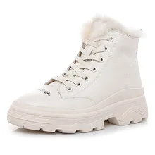 SWYIVY 43; модные ботинки из натуральной кожи на платформе; женская зимняя обувь; коллекция года; теплые женские ботинки на шнуровке; короткие женские ботинки из плюша