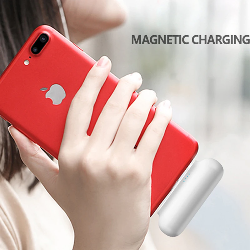 Mini Portable Power Bank Back Clip Battery for iPhone Samsung Huawei Magnetic Micro USB Type-C Charger 2600mAh Capsule PowerBank