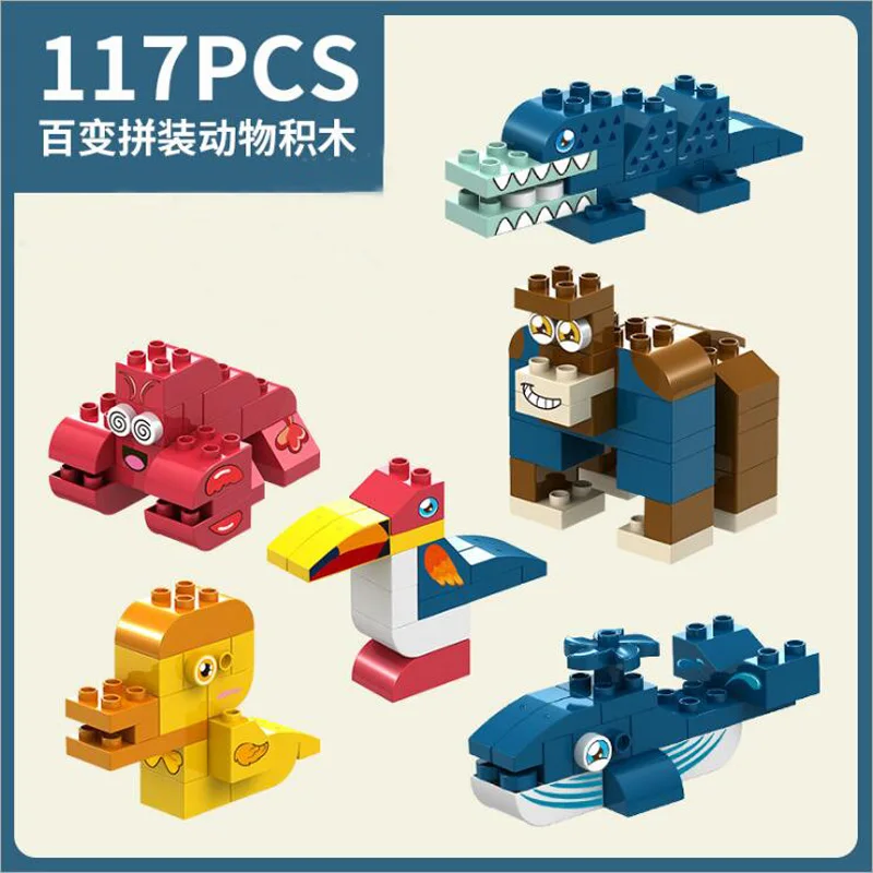 Duplo строительные блоки животная модель 117 шт Детские Развивающие Diy Duploed подарки