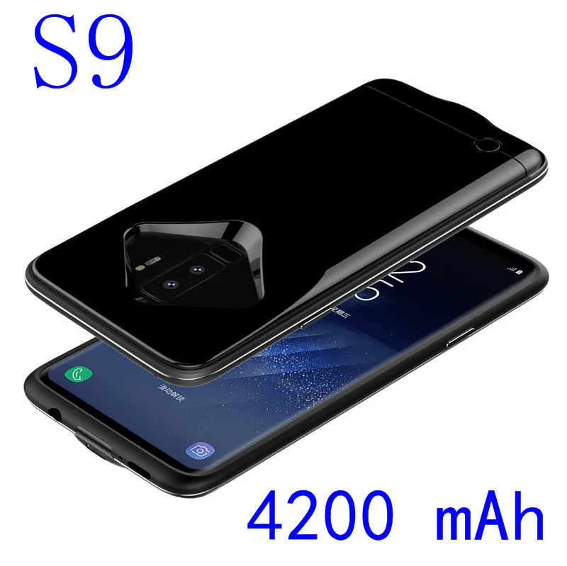 4200/5000mAh S9 Portable Metal Frame Battery Charger Case For Samsung Galaxy S8 S9 Plus Backup Power Bank Case For Samsung S9 S8 - Цвет: S9-Gloss Black