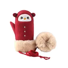 Детские теплые перчатки для малышей, снежный бой, снеговик, играющие вакуумные хлопковые и бархатные водонепроницаемые Нескользящие варежки