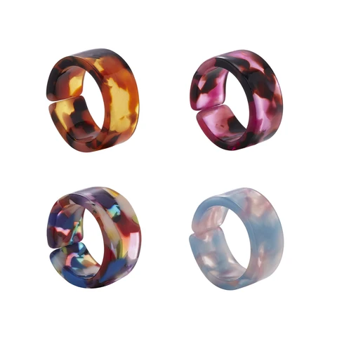 Transparent Acrylic Resin Rings for Women Korean Style Summer Sweet Cute Geometric Round Open Ring Wedding Jewelry Gift