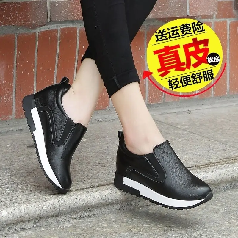 

2019 New Style Spring And Autumn British-Style Flat Slip-on WOMEN'S Shoes Elevator Slanted Heel Thick Bottomed Casual Loafers