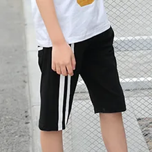 19 летние спортивные шорты в Корейском стиле с двумя белыми краями для мальчиков, большие шорты их чистого хлопка, детские брюки