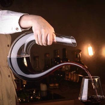 

U Shape Design 1500ML Red Wine Decanter Lead-Free Hand Blown Crystal Glass,Red Wine Carafe,Wine Accessories,Wine Gift