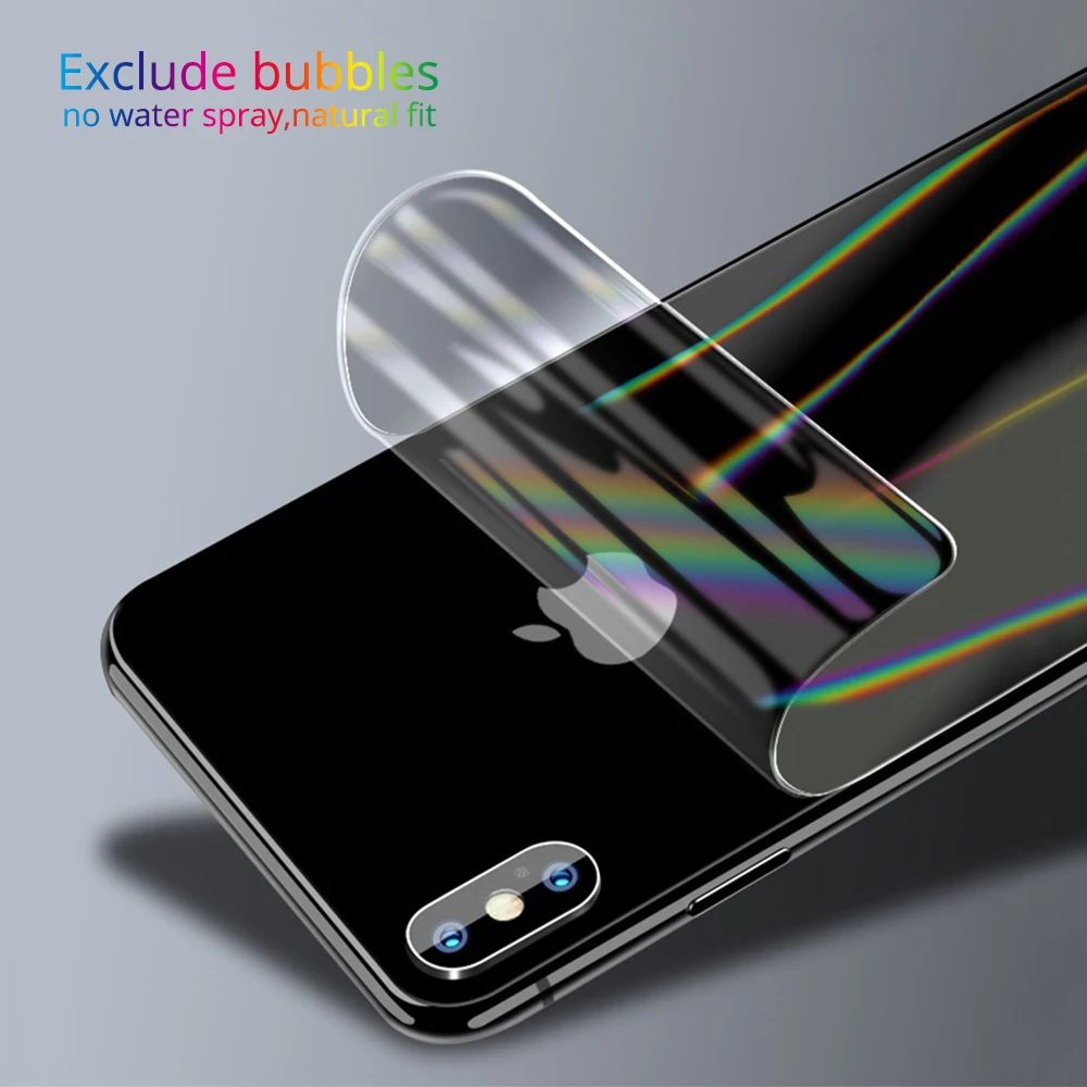 

Aurora Gradient Transparent Back Film Protection for iPhone Xs Max X S XR 8 Plus 7 6 6S Screen Protector Film Screen Protector