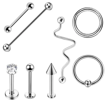 

Piercing 1Pair Surgical Steel Segment Nose Septum Hoop Ear Tragus Cartliage Orelha Helix Lip Labret Tongue Ring Body Jewelry