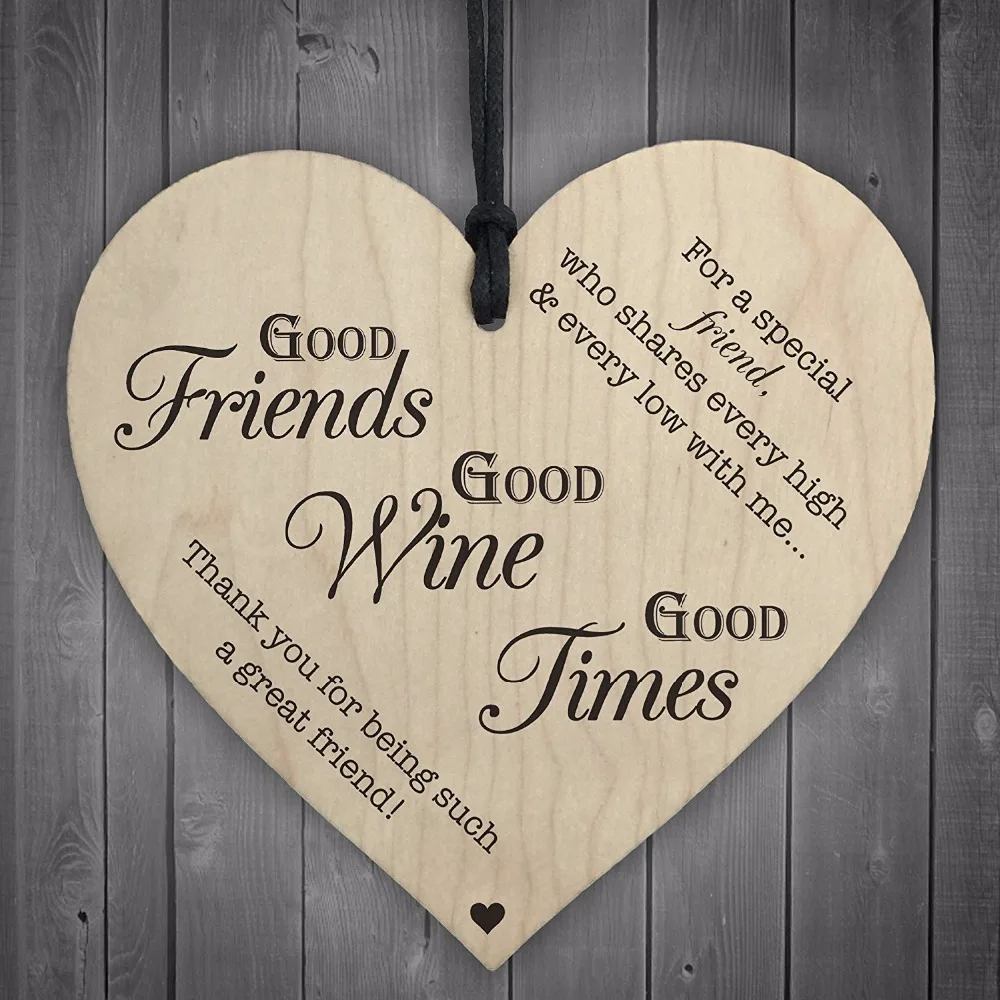 4-Meijiafei-Good-Friends-Good-Wine-Good-Times-Wooden-Hanging-Heart-Friendship-Alcohol-Plaque