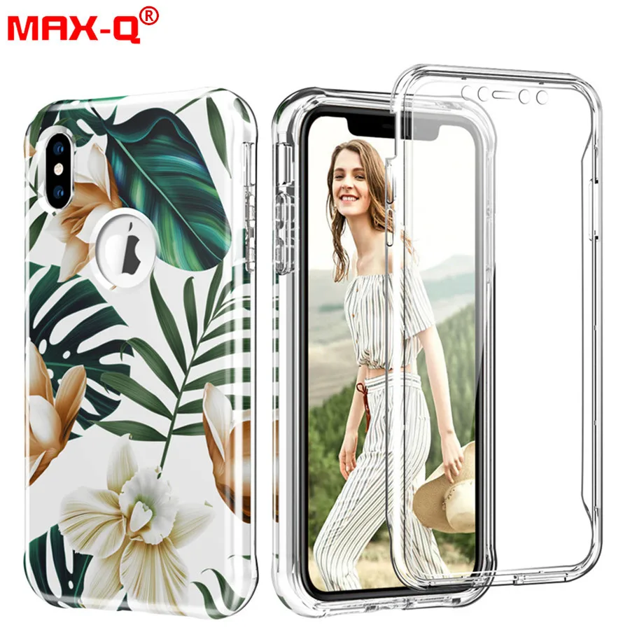 

Art Flowers Banana Leaf Phone Case For iPhone XS Max XR Retro Style Flower Floral Soft Phone Back Cover with Screen saver