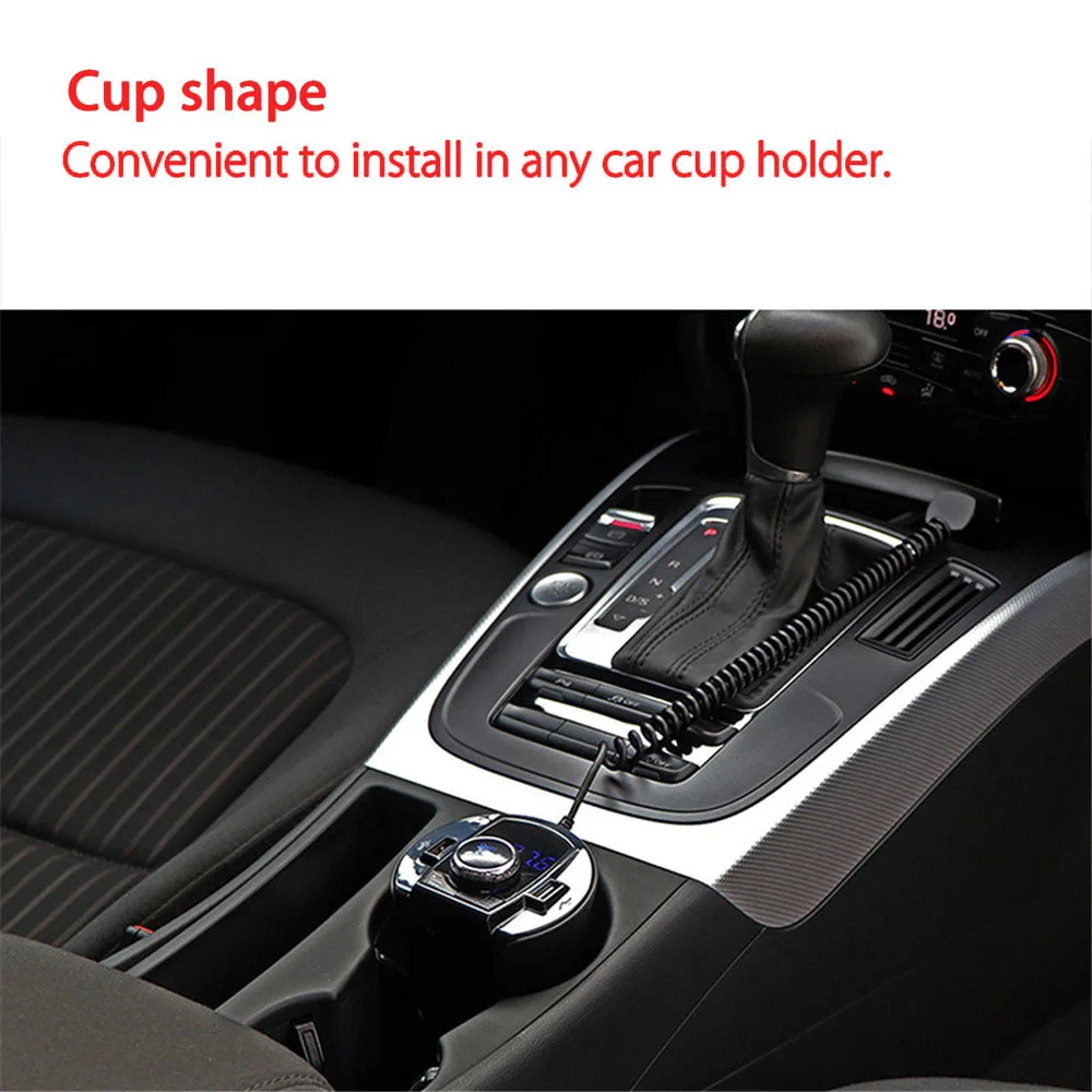 Автомобильный Bluetooth fm-передатчик, музыкальный плеер, подстаканник, Hands Free, поддержка звонков, U диск, TF карта, двойное USB зарядное устройство, музыкальный плеер