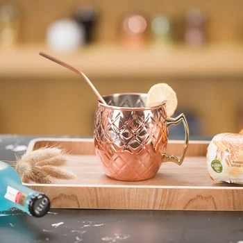 

Cocktail Drinkware Bar Moscow Mule Copper Mug stainless steel Pineapple Hammered Coffee Milk Tea Cup