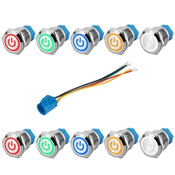

10PCS 16mm 3V 12V Car Auto Metal LED Light Power Push Button Switch Self Locking Type On-off Automotive accessories