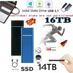 Disque dur SSD, USB 3.1, capacité de 10 go, 16 to, 14 to, dispositif de stockage pour ordinateur Portable 
