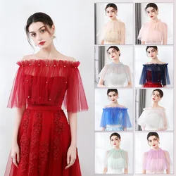 Off the Shoulder Lace Bridal Wraps Shawl Elegant Women Evening Cape Bolero  Bride Wedding Party Jackets Wrap
