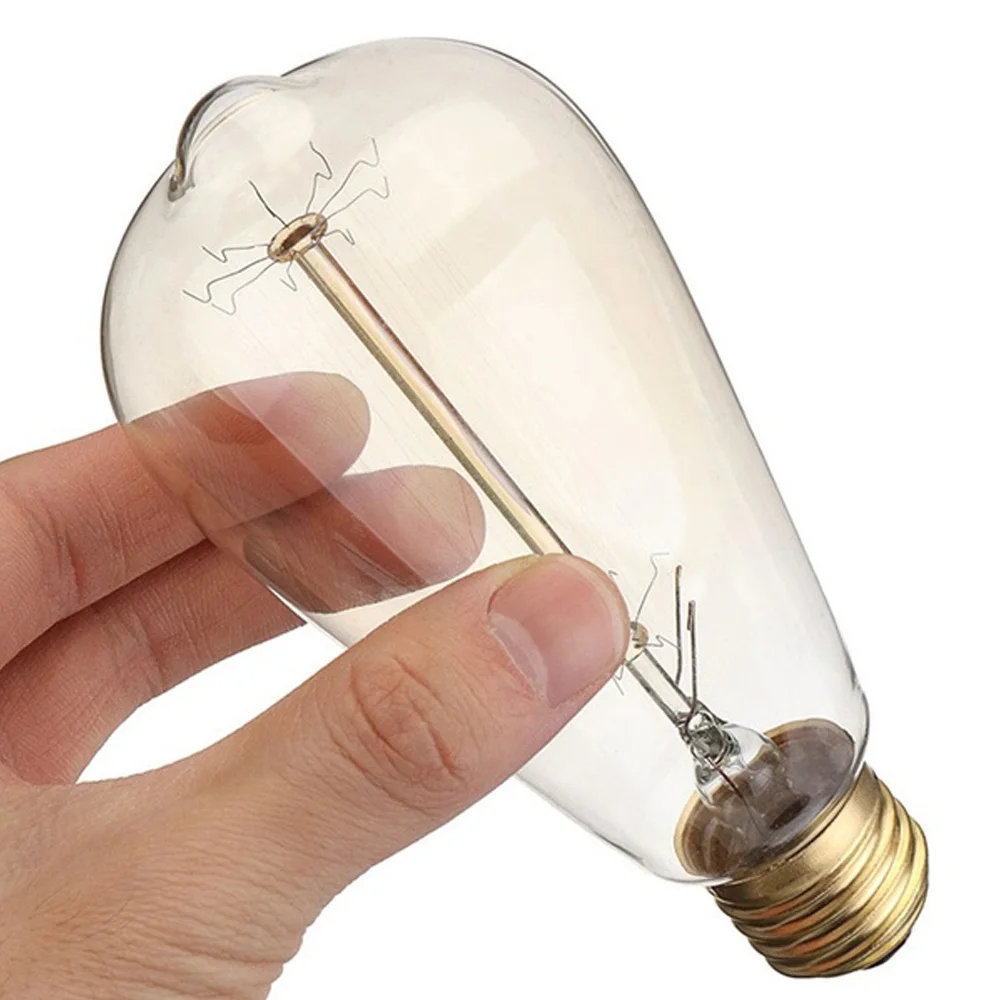 Glass Incandescent Bulbs Edison Light Bulb E27 Tungsten Filament Transparent Warm White 40W Droplight Antique Retro Lamp Lights