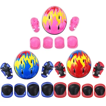 

7PCS Kids Bike Roller Skating Riding Helmet Pads Set Knee Elbow Wrist Gear Guard