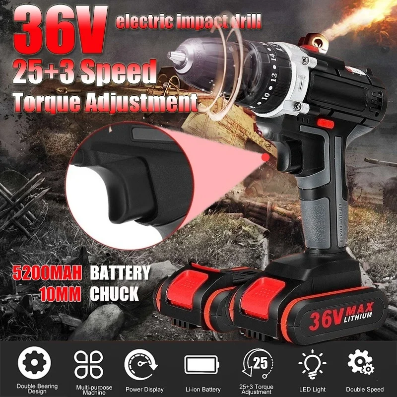 18V Electric Cordless Brushless Impact Drill 90N.m